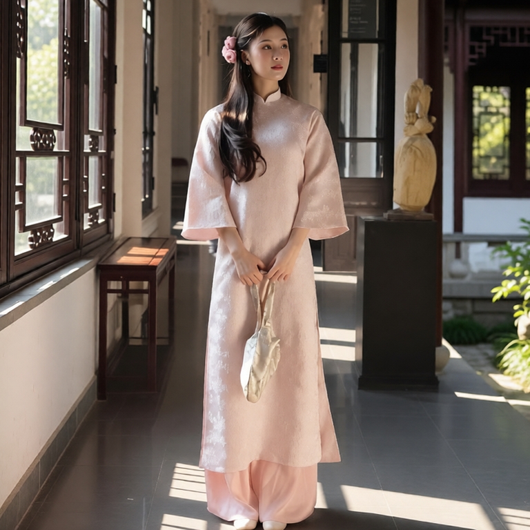 [SẴN HÀNG] Áo Dài CHÂU SA - Cách Tân Dáng Suông 2 Tà - Chất Liệu Gấm Hoa Nổi - Mặc Lễ Tết, Cưới, Dạm Ngõ - Áo Dài Vân An