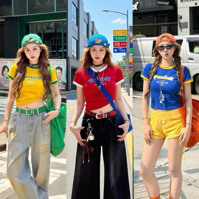 Áo Thun Babytee Cổ Tròn Slimfit Y2K Crop Top Phong Cách Mỹ Retro Mùa Hè