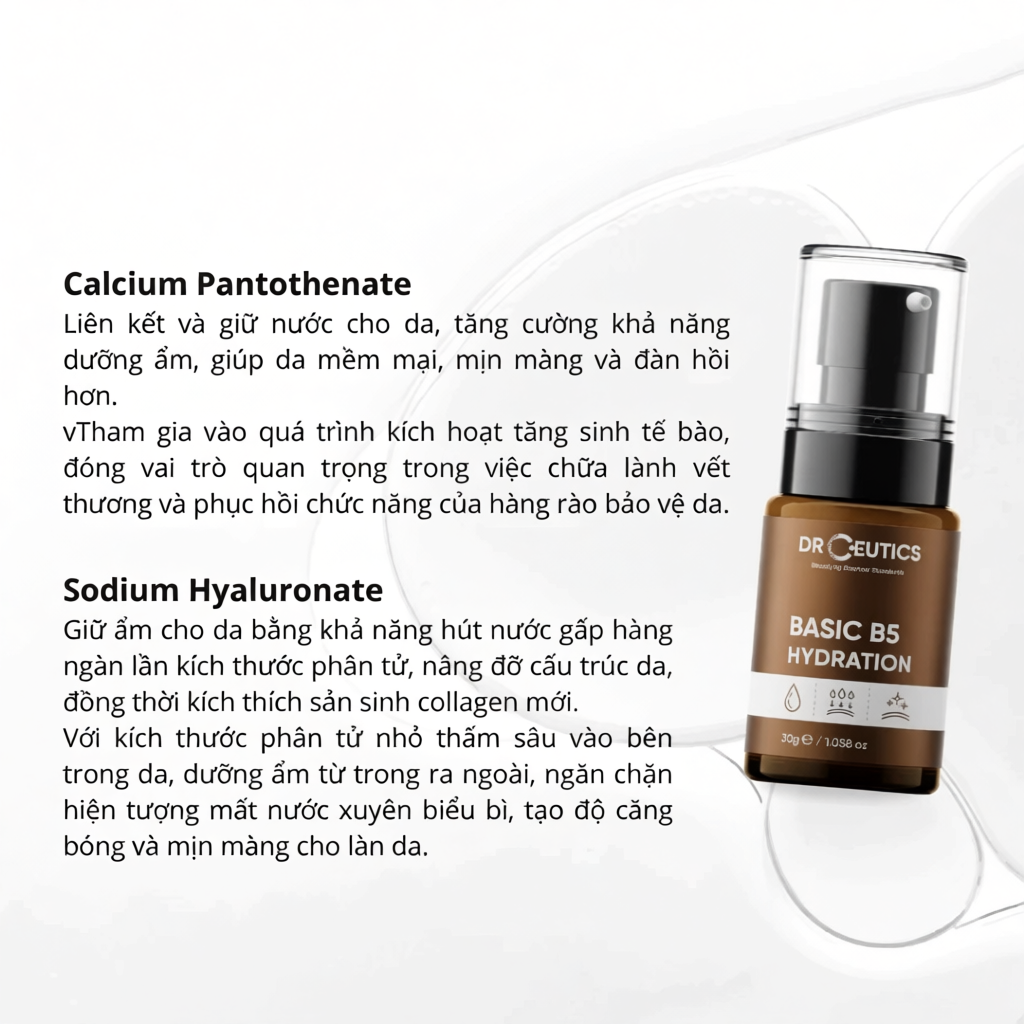 DRCEUTICS Tinh Chất B5 Basic Hydration 5% DrCeutics Cho Da Dầu Mụn (30ml)