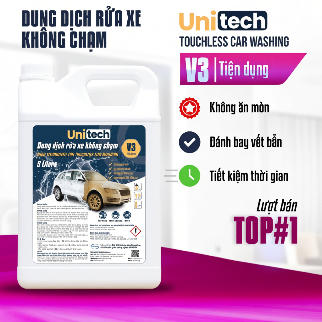 Nước rửa xe bọt tuyết không chạm UNITECH V3 (5 lít) chính hãng, siêu sạch