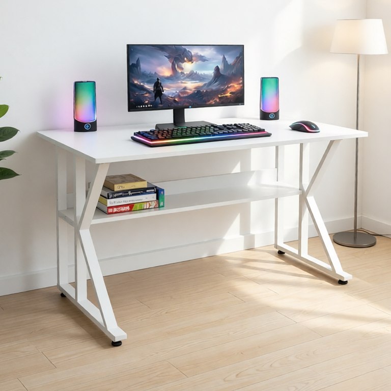 Bàn Làm Việc, Bàn Gaming Nội Thất 5C chân chữ K nhiều phiên bản, mặt gỗ 1m2,1m thiết kế cá tính,chân sắt sơn tĩnh điện