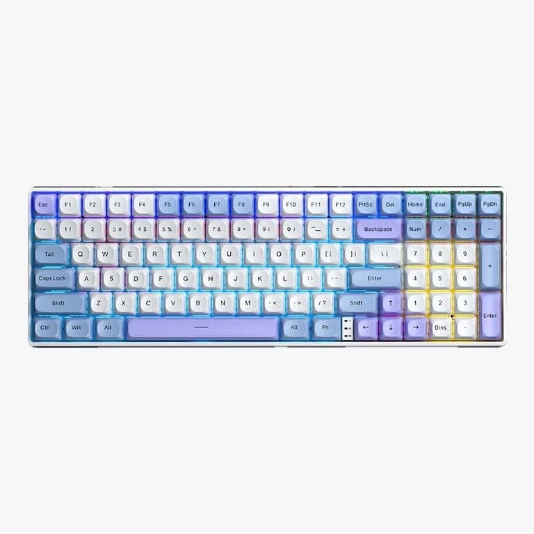 Bàn phím cơ không dây gaming 3 Mode AULA S100 PRO-Xanh dương trắng tím,Red switch - led | Chính Hãng | Bảo Hành 24 Tháng