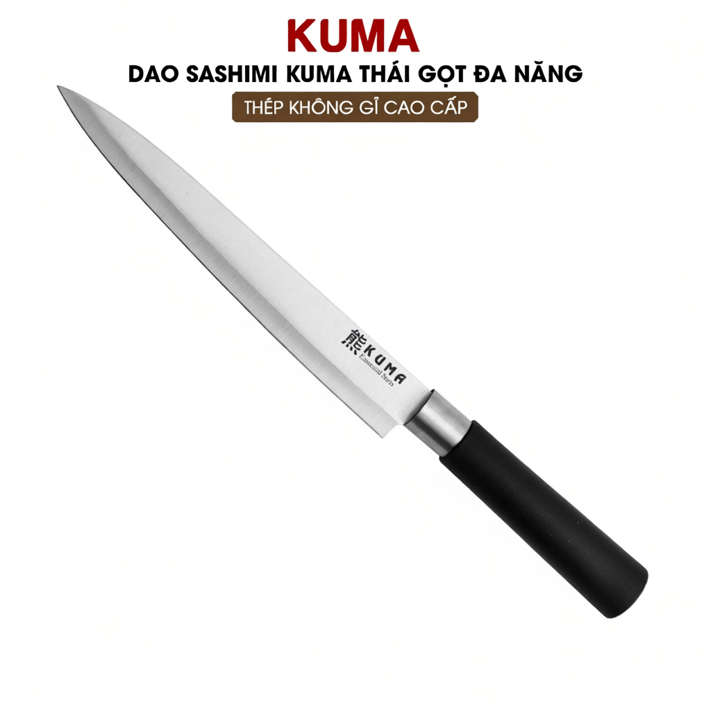 Dao Sashimi KUMA thái gọt đa năng - Thép không gỉ Chính Hãng