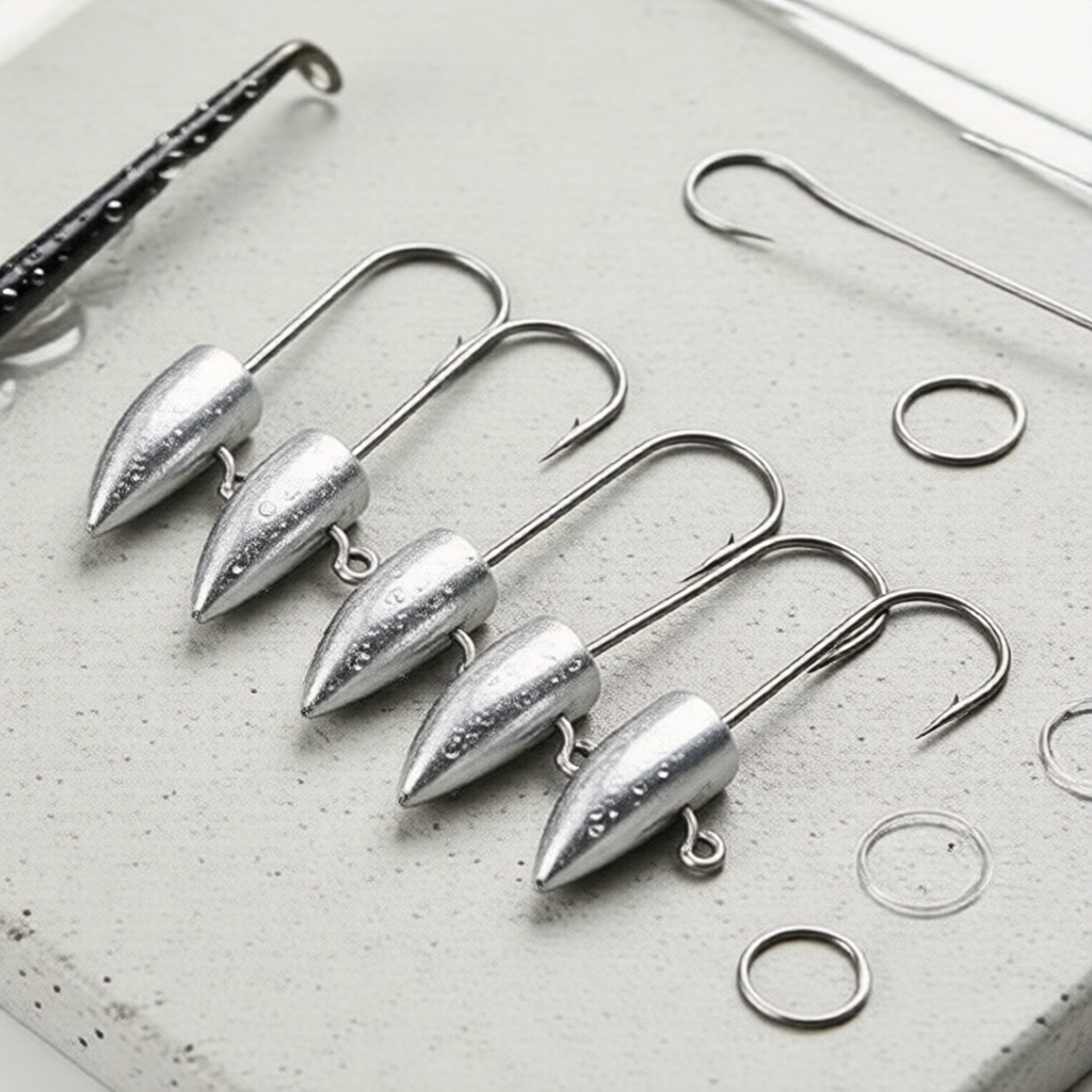 Móc Jig Mini 10 cái 1-3g Đầu Jig Thép Carbon Cao Chì Bạc