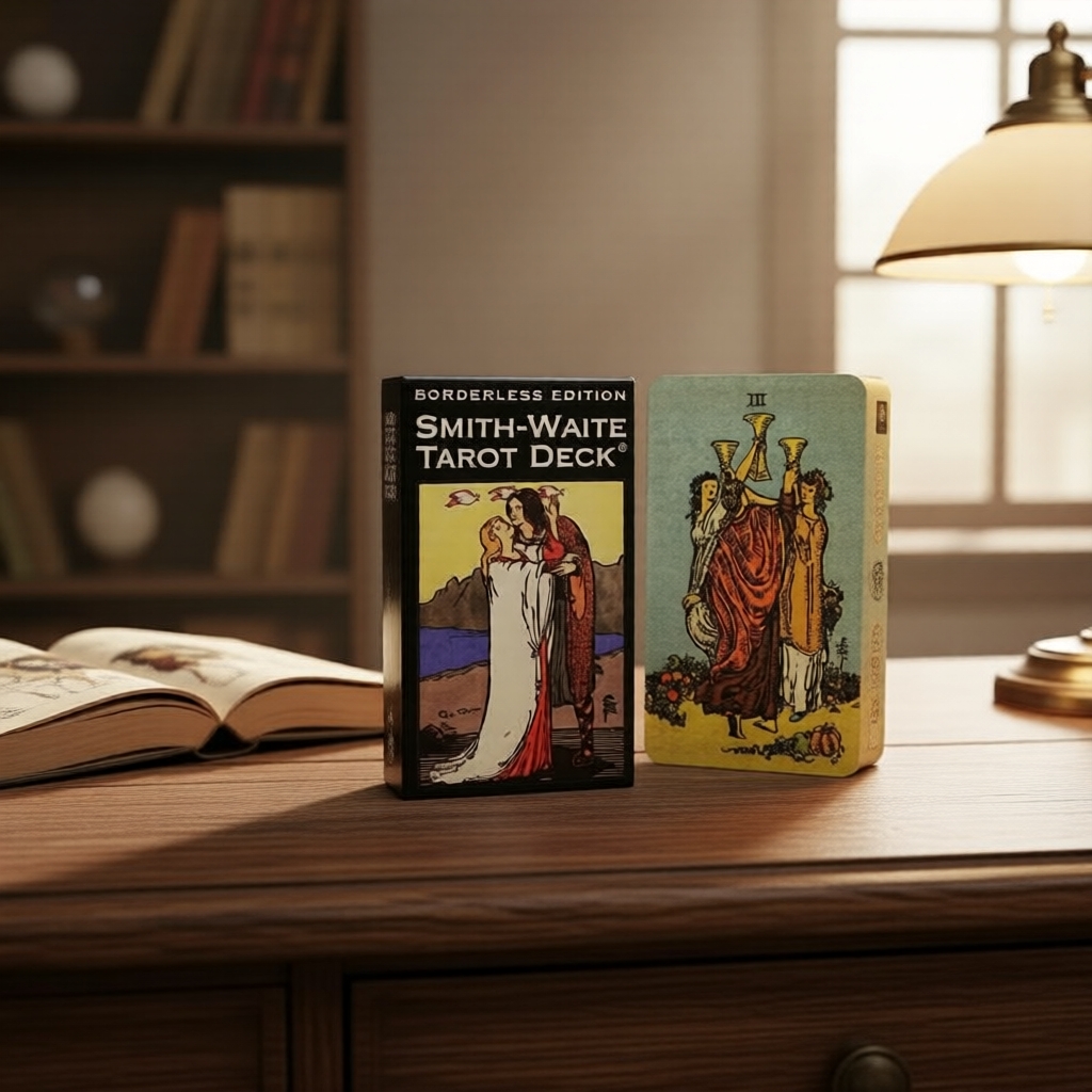 Bộ bài Tarot Smith Waite Borderless 78 Lá – Nghệ Thuật Rider Waite Cổ Điển, Sách Hướng Dẫn Tiếng Anh