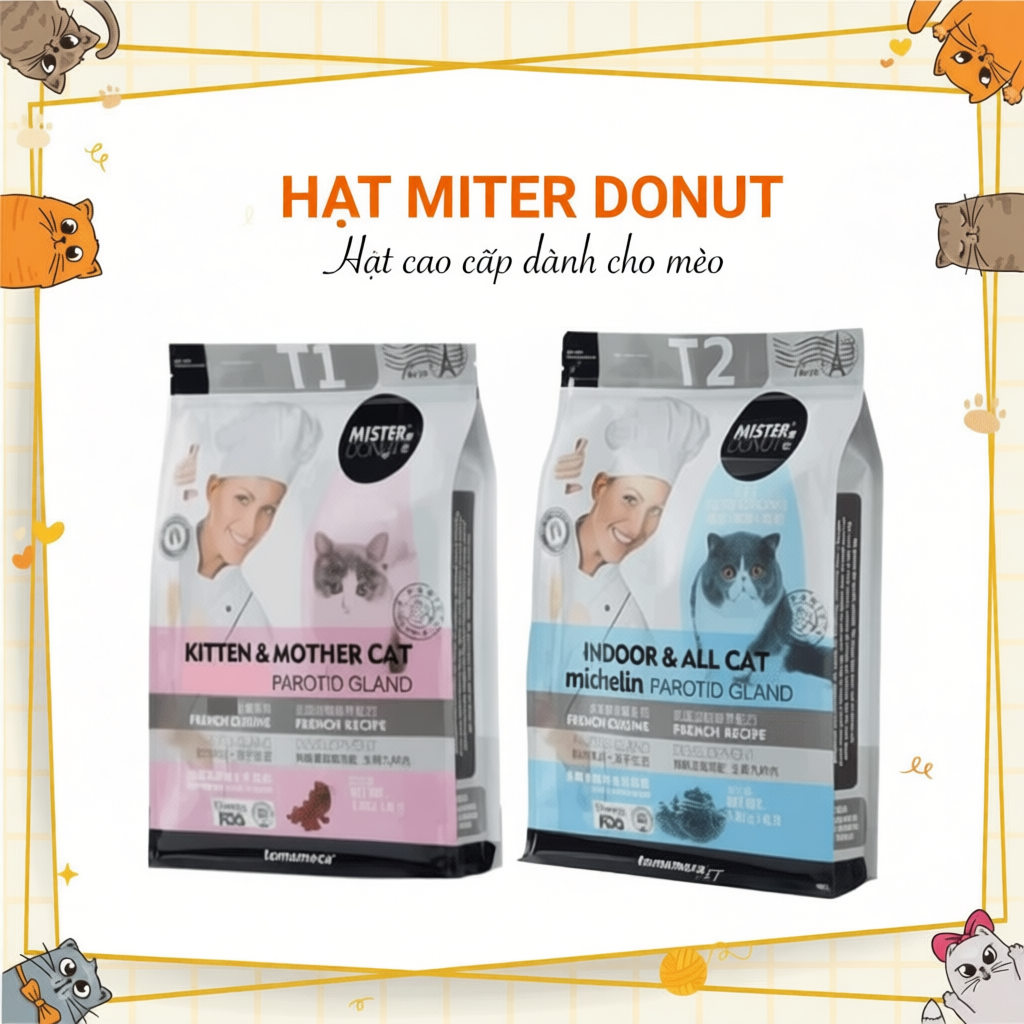 Hạt Mister Donut nguyên seal 1.8kg dành cho mèo