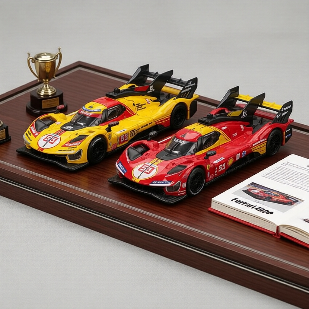 Bburago 1:64 Xe đúc Ferrari 499P trong hộp acrylic – Quà tặng tuyệt vời cho sinh nhật, lễ tốt nghiệp