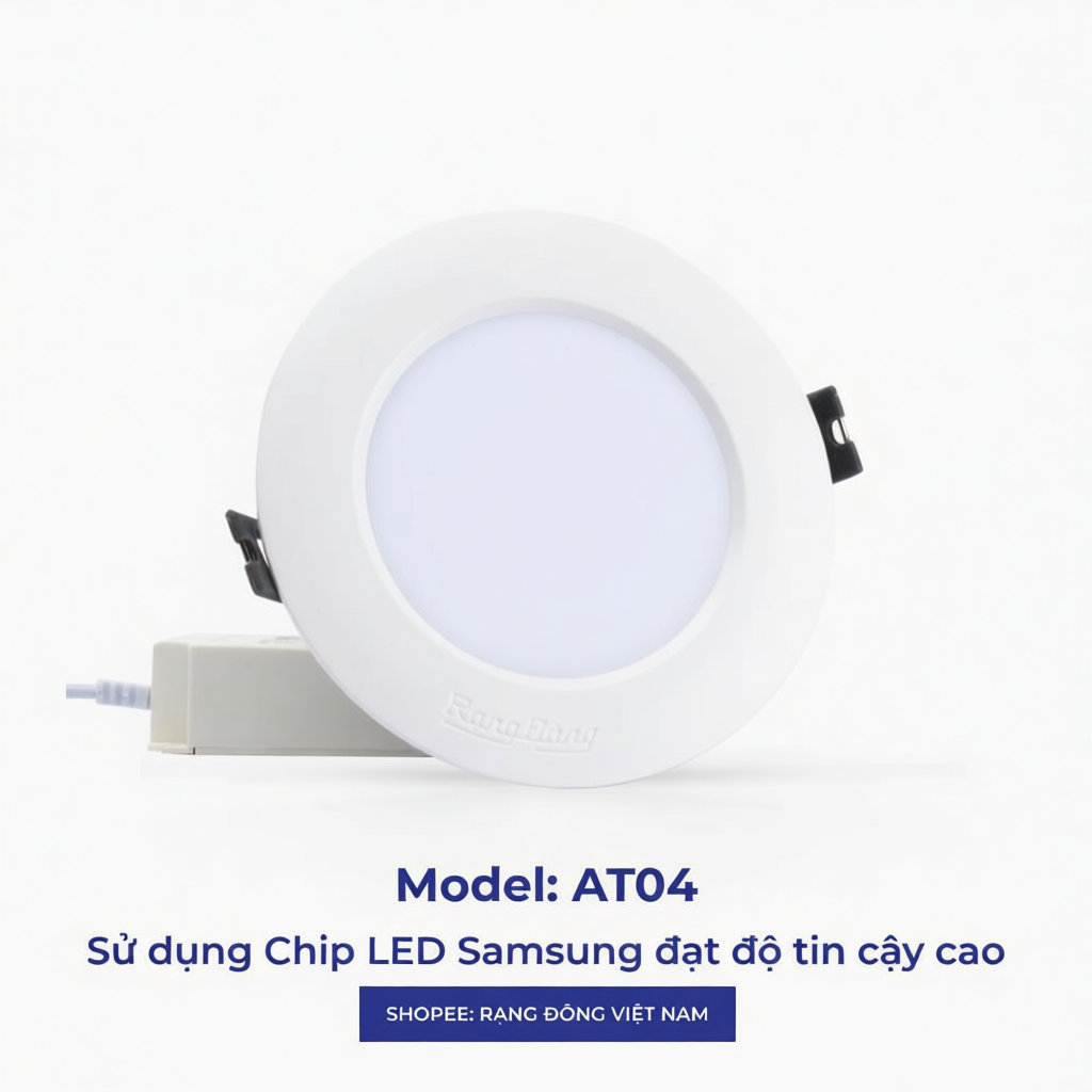 Đèn LED âm trần Rạng Đông AT04 tiết kiệm điện, hiệu suất cao