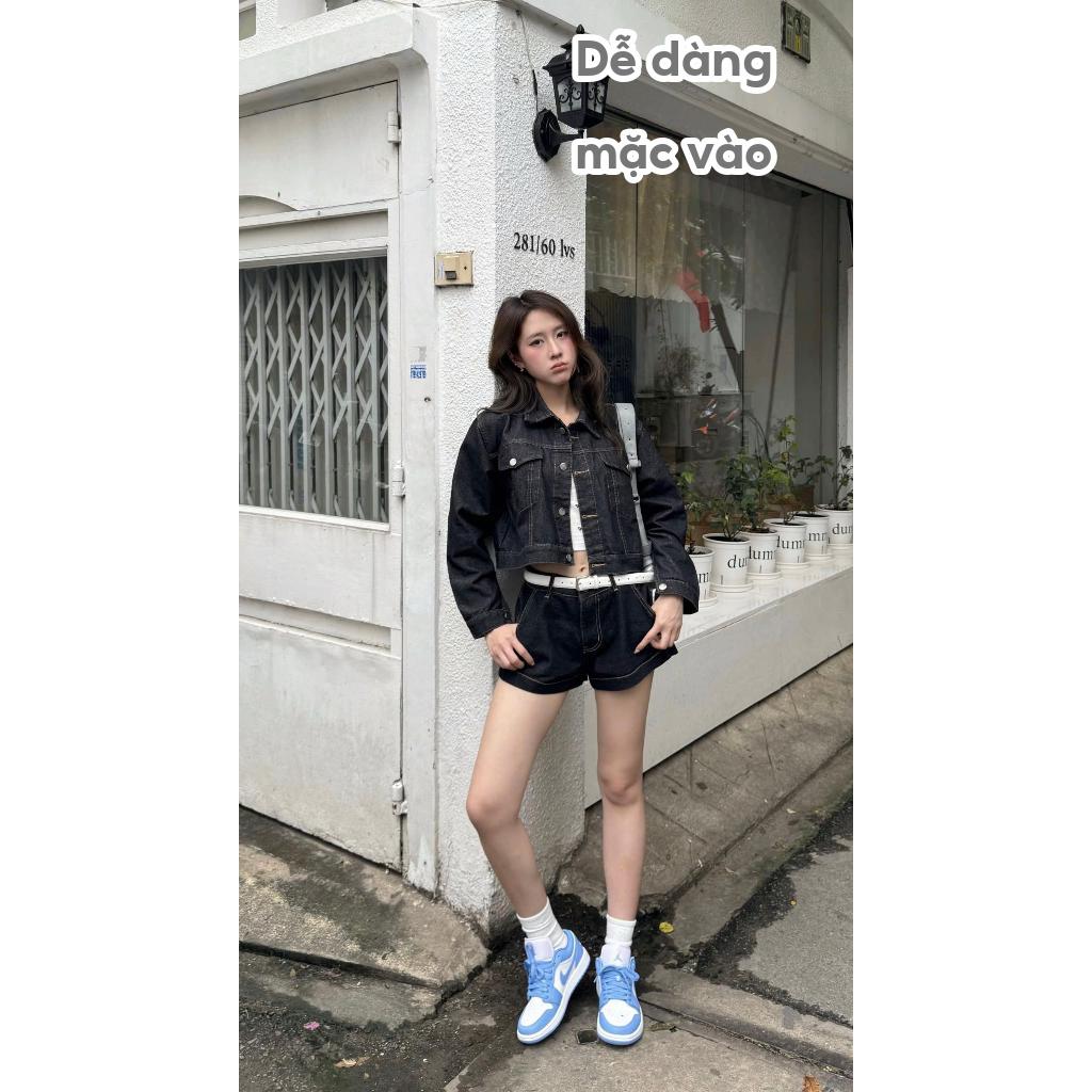 [HÀNG MỚI] Áo Khoác Jean Dáng Lửng Unisex NAGUU Chất denim, Áo Khoác Bò Màu Đen Xám Style Năng Động