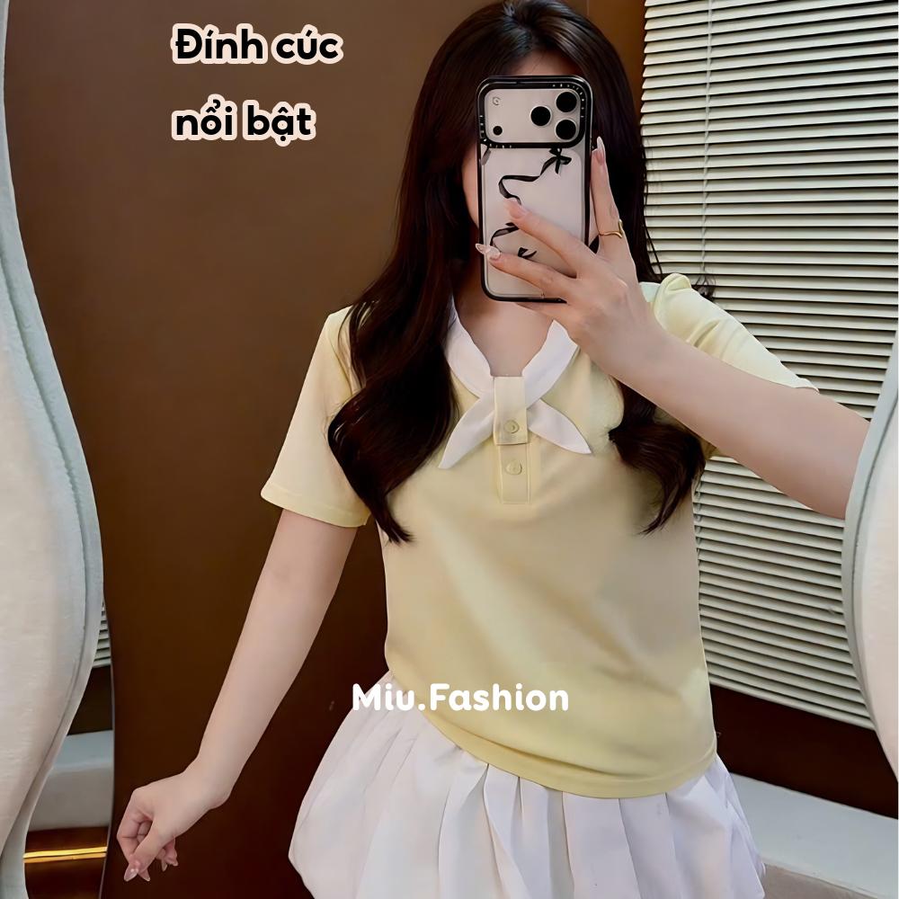 [NEW SUMMER] Áo thun Polo phối nơ đính cúc trẻ trung, cá tính, năng động size 38-75kg