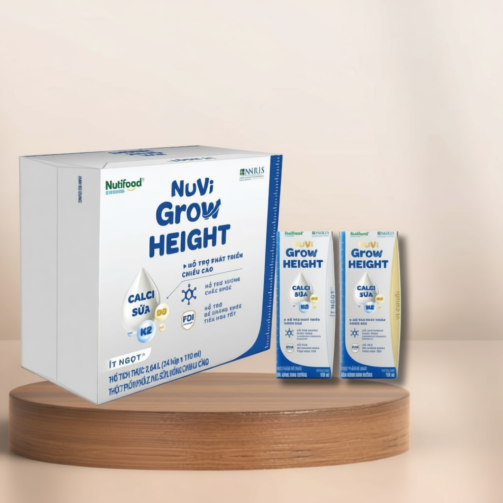 Sữa Pha Sẵn Nuvi Grow Height Mới –  Hỗ Trợ Chiều Cao Calci D3K2 (110ml / 180ml)