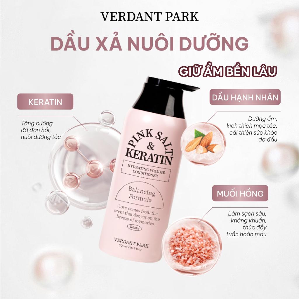 Bộ Dầu Gội Xả VERDANT PARK 500ml muối hồng Himalaya AHA BHA kiềm dầu phồng tóc Shampoo Conditioner