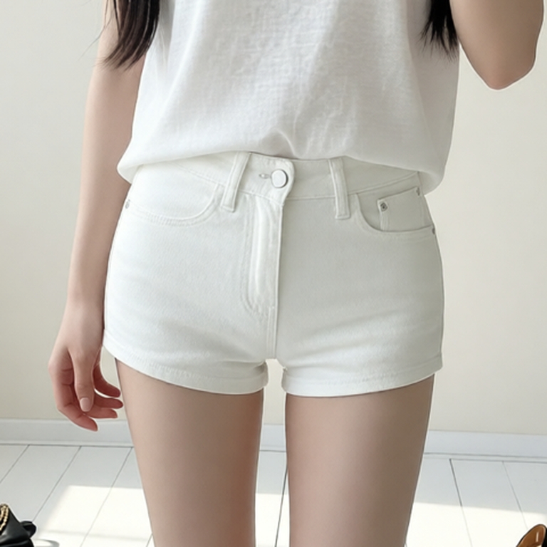 Quần Short nữ Lưng Cao Denim Co Giãn Basic 2 màu Đen Trắng cho Nữ Cao Cấp Phong Cách Thời Trang Hàn Quốc