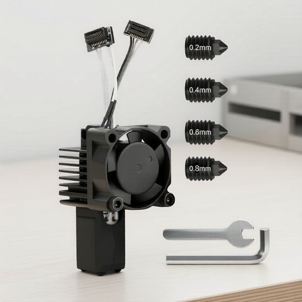 Bộ kit khối đầu nóng extruder kèm quạt cho Bambu Lab P1P/P1S – Phụ tùng thay thế máy in 3D