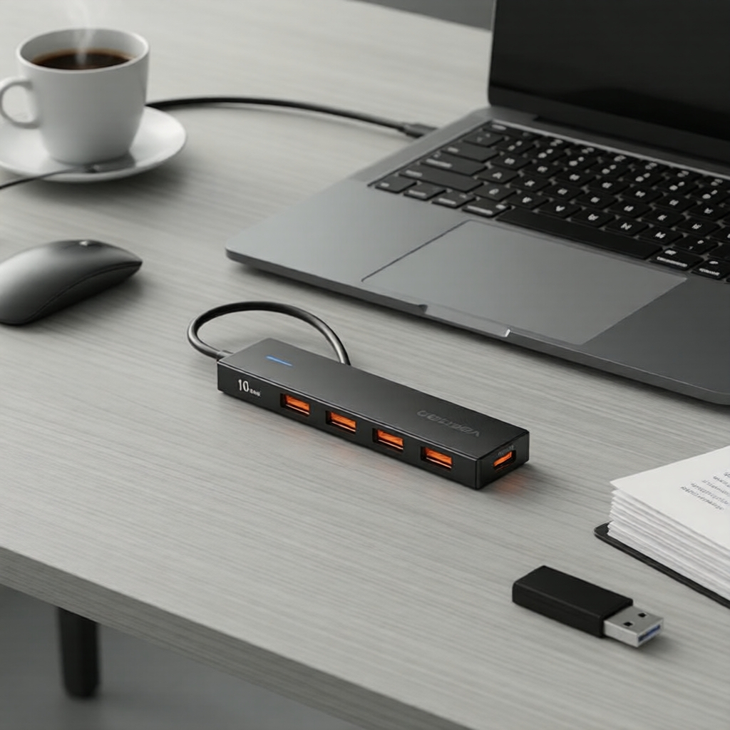 Vention USB-C ra 4 cổng USB-A 3.2 Gen 2 & USB-C 10Gbps hub 5-trong-1 cho Windows/Mac/Linux