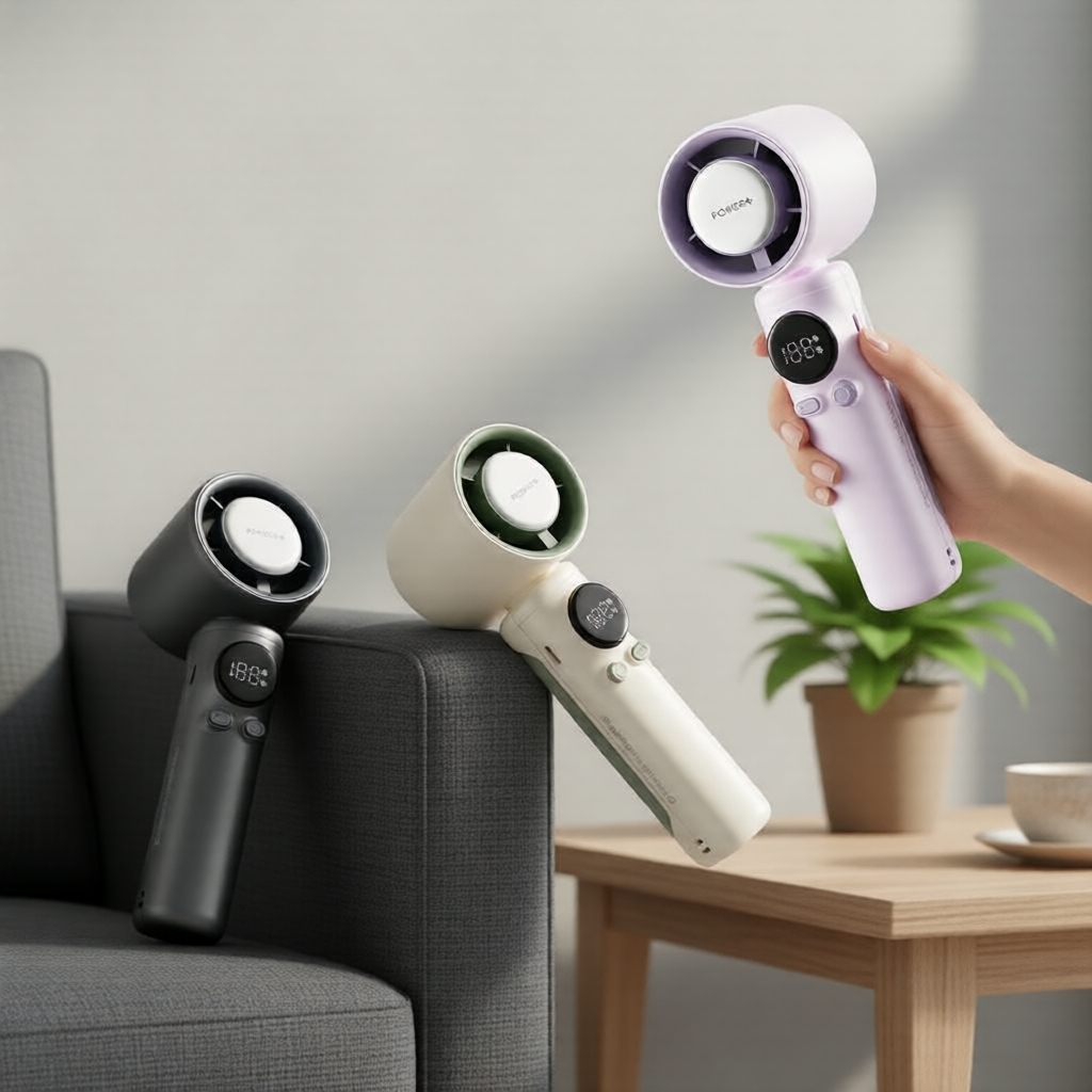 Quạt cầm tay Amgras MetaHeld Pro, Turbo mini 100 tốc độ, pin 20h, 5000mAh, màn hình LED