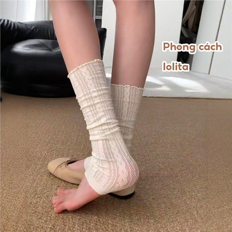 Tất vớ ren mỏng không bàn phong cách ba lê Lolita nữ tính TR18