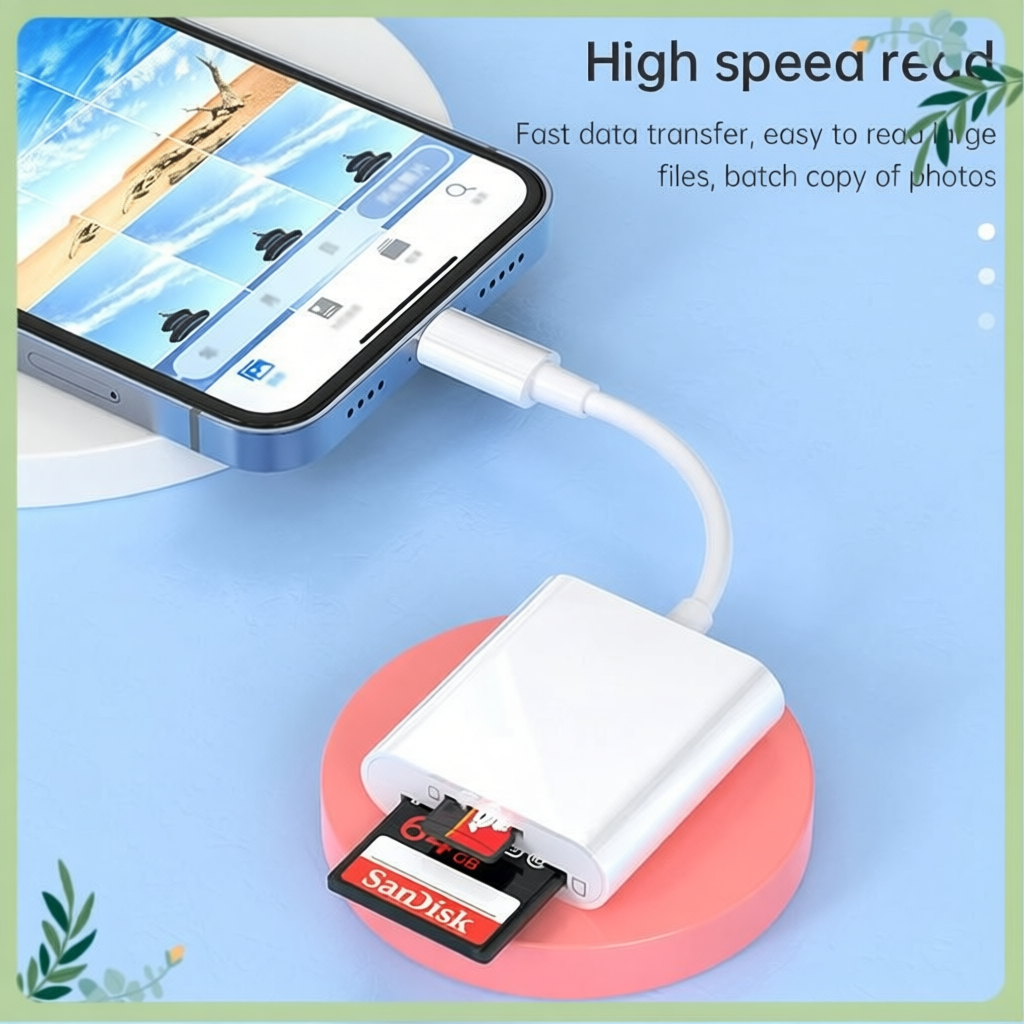 Đầu đọc thẻ nhớ OTG Lightning Type-C SD TF cho điện thoại