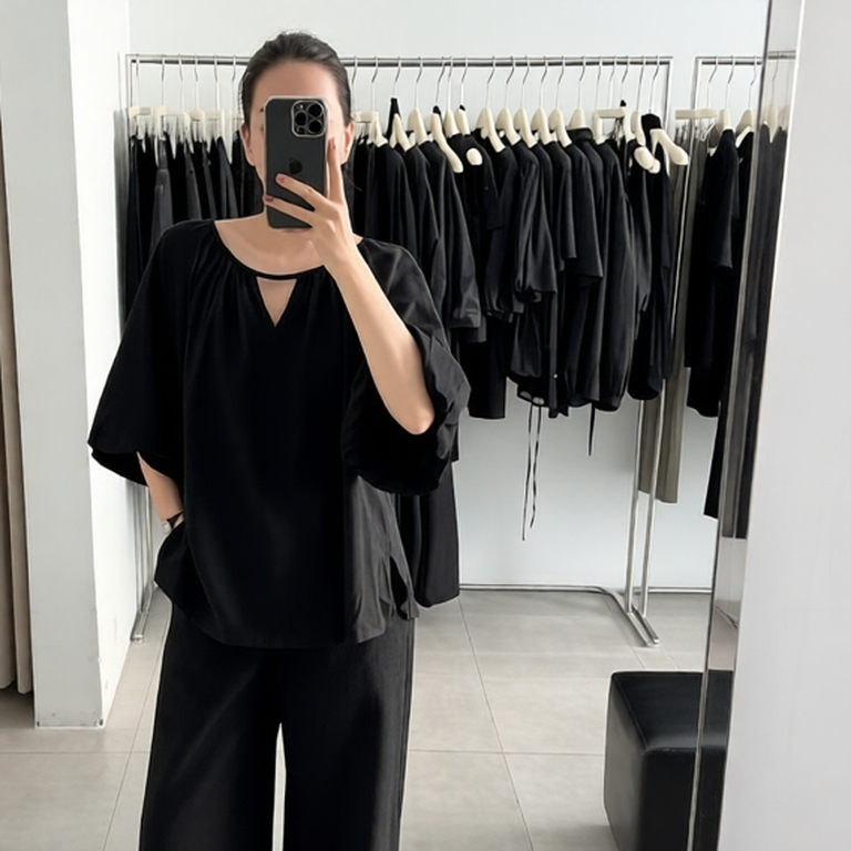 Áo tay lỡ phồng form babydoll | 𝐒𝐎𝐌𝐒 | 𝐎𝐯𝐚𝐥 𝐓𝐨𝐩
