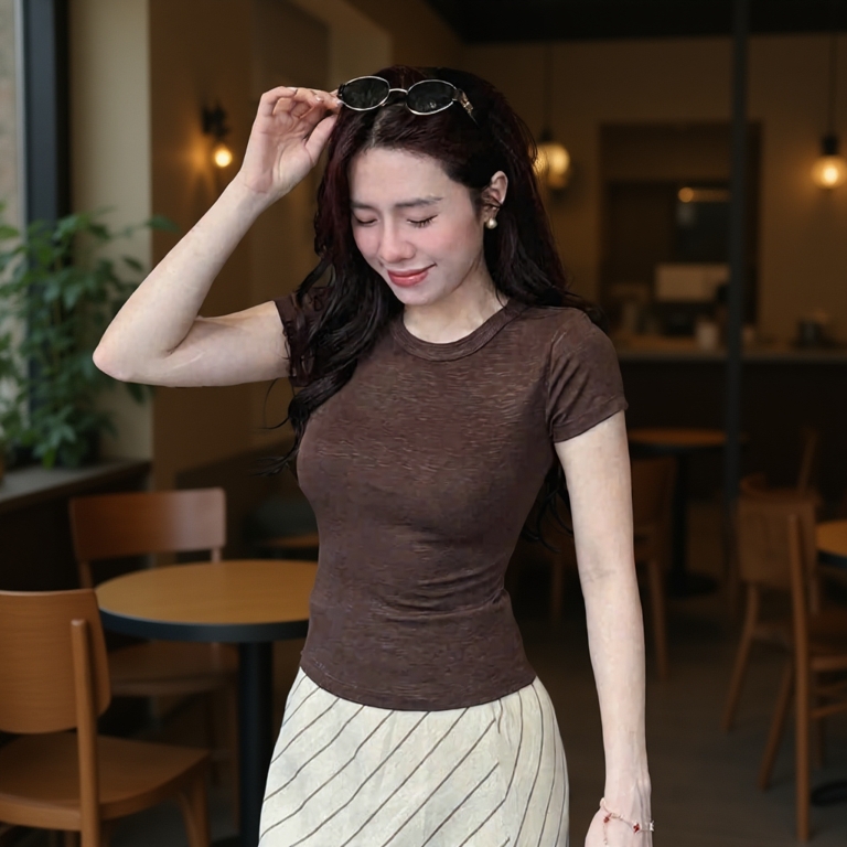 Áo Cộc Tay Cổ Tròn Viền [ #A092 ]  Trend 2026 - Chất Liệu Rib Dệt Sợi Kiểu Texture, Mát Mẻ Co Giãn, Thấm Hút Mồ Hôi Tốt