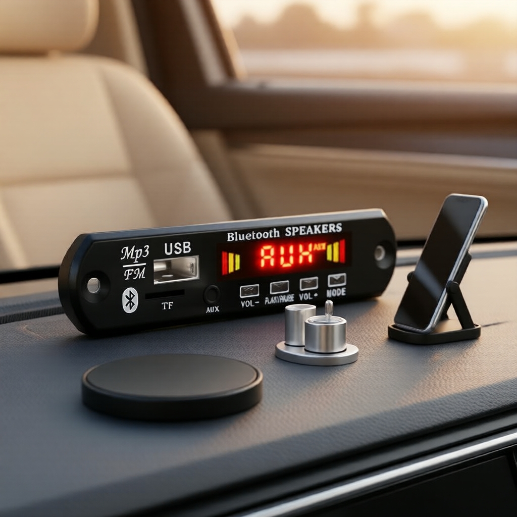 Bảng khuếch đại ô tô Hi-Res 80W, đầu phát Bluetooth 5.0, xuất loa siêu trầm, module radio FM
