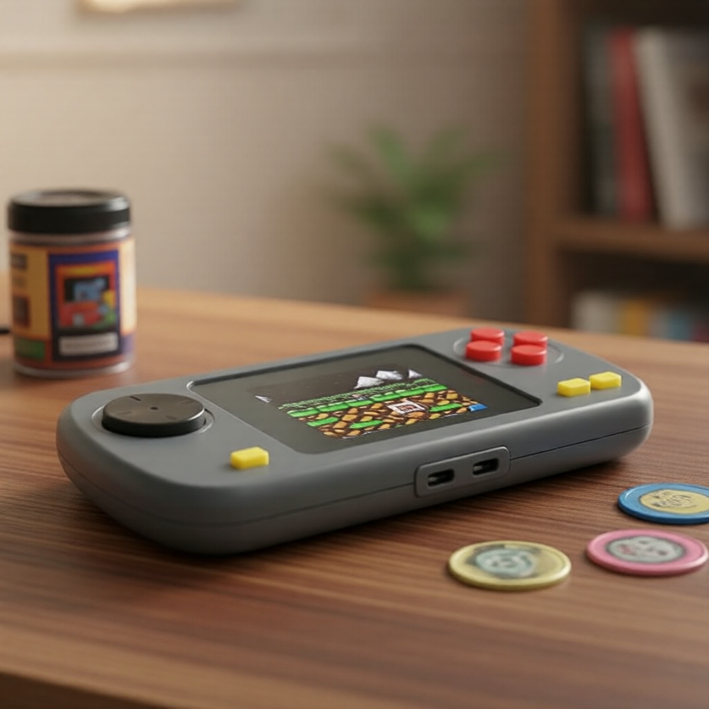 GAMINJA GC32 Máy chơi game cầm tay di động với 128 trò chơi 8-bit kinh điển, màn hình màu TFT, món q