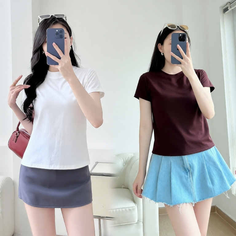 ÁO THUN BABY TEE TRƠN FULL BẢNG MÀU BST2027 DỄ PHỐI ĐỒ