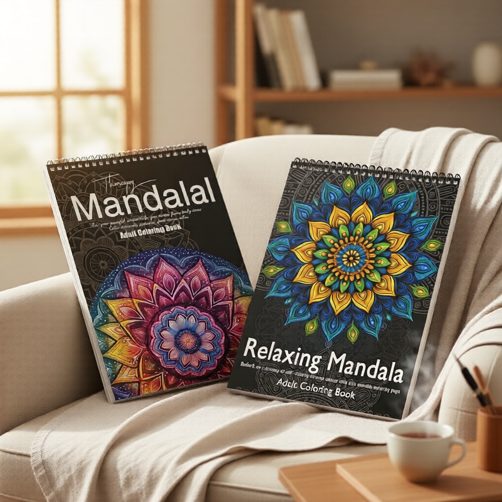 Bộ Tô Màu Người Lớn Cao Cấp Yo Circle - 2 Sách Mandala, Giấy Dày