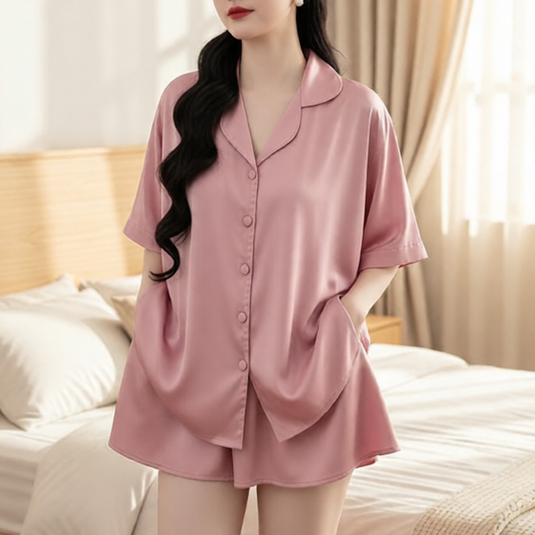 Đồ Ngủ Nữ Tay Cánh Dơi MIKY, Đồ Ngủ Bigsize lụa Latin cao cấp mềm mại xinh xắn  dethuong < 80KG M07