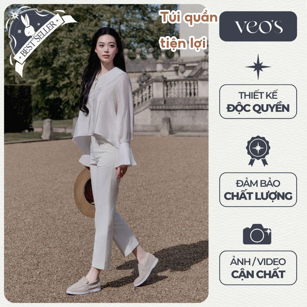 Quần Ống Đứng Chất Liệu Kaki Thiết Kế Nữ Veos Dáng Cạp Cao Đứng Form Đi Làm Đi Chơi Màu Trắng - Alise Pants