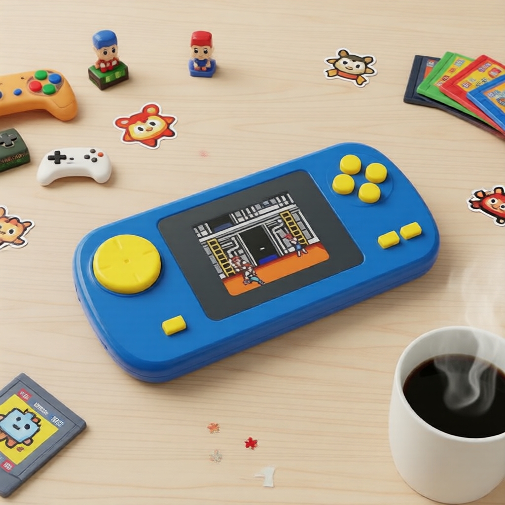 Máy chơi game mini GAMINJA GC32 cho trẻ em, 128 trò chơi 8-bit cài sẵn, màn hình màu TFT 2.8 inch, d