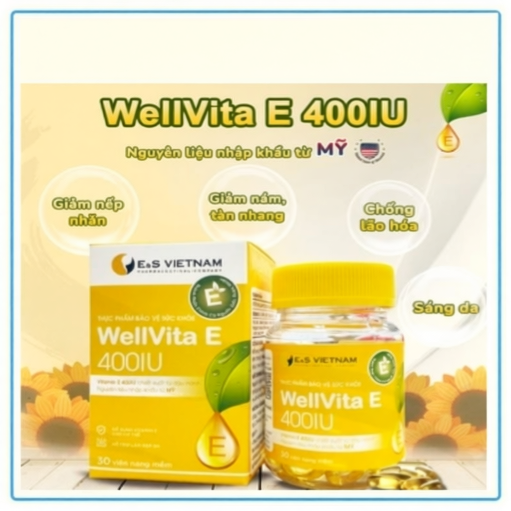 Viên Uống Wellvita E 400IU E&S vietnam - Làm Dày Niêm Mạc và Cải Thiện Nội Tiết - Hỗ Trợ Chuẩn Bị Ma