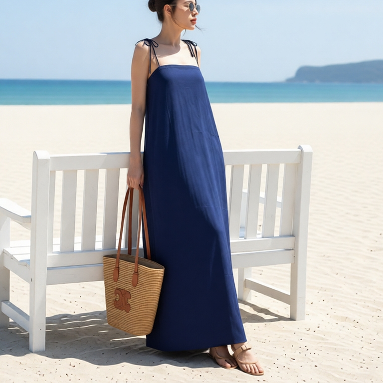 Đầm 2 Dây Dáng Dài Chất Cotton Mịn, Váy Dáng Dài Thoải Mãi Dễ Mặc D45 CEBA BOUTIQUE