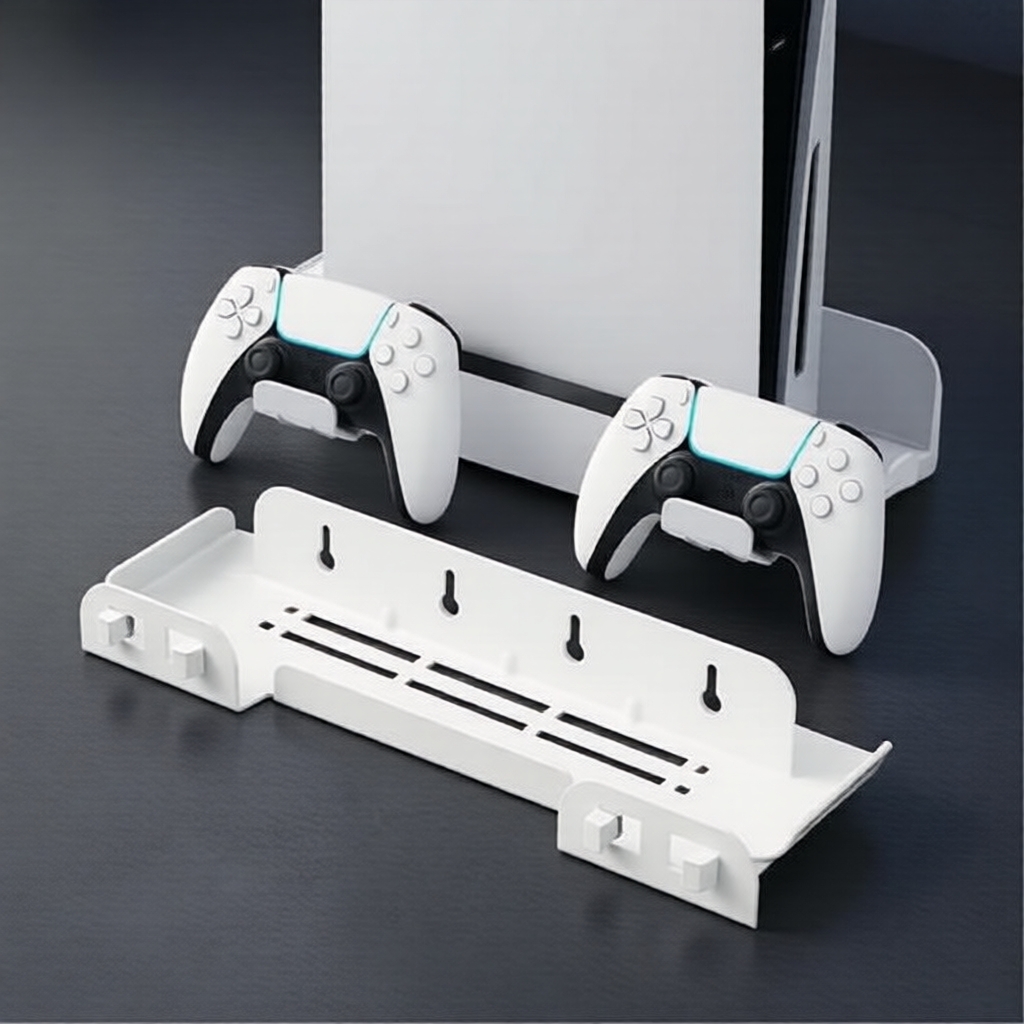 Kệ treo tường PS5 Slim màu trắng, giá đỡ an toàn chống rơi cho PS5/PS5 Pro phiên bản đĩa & digital