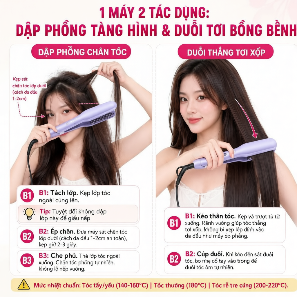 Máy Dập Phồng Chân Tóc Đa Năng Tạo Kiểu Tóc Tự Nhiên