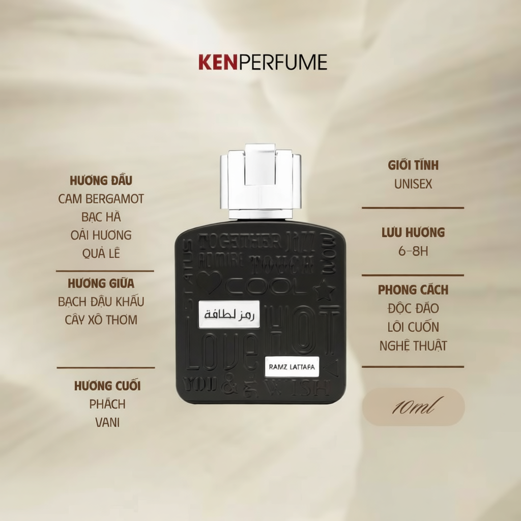 Nước hoa Lattafa Ramz Silver EDP lưu hương lâu dài