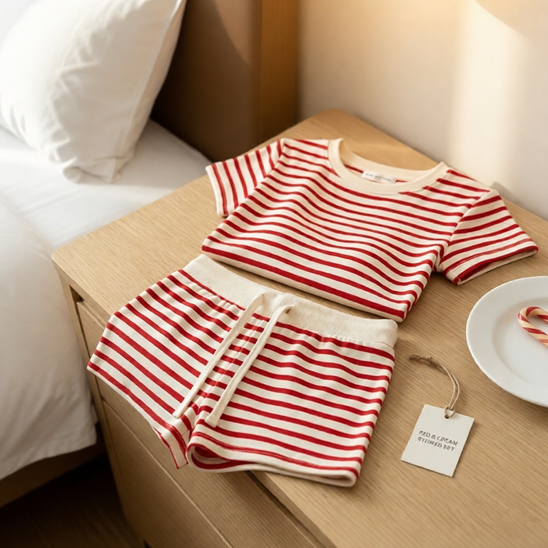 SET Áo Thun Nữ Kẻ Sọc Phối Quần Ngắn Dáng Ôm Kiểu Năng Động La_belle_18