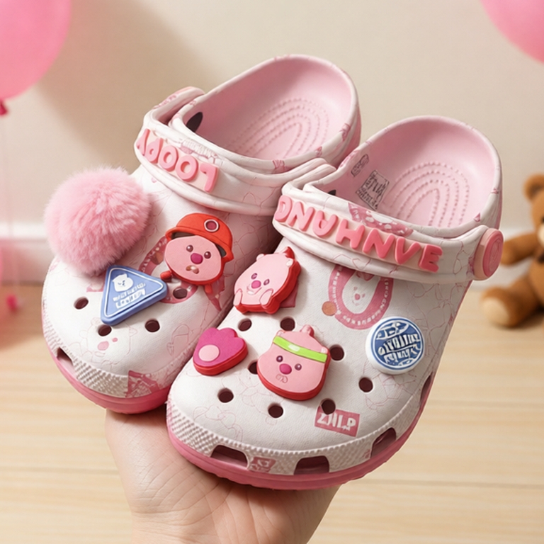 Dép Sục Nữ Đế Thấp Loopy Pink Tặng Kèm Charm Gắn