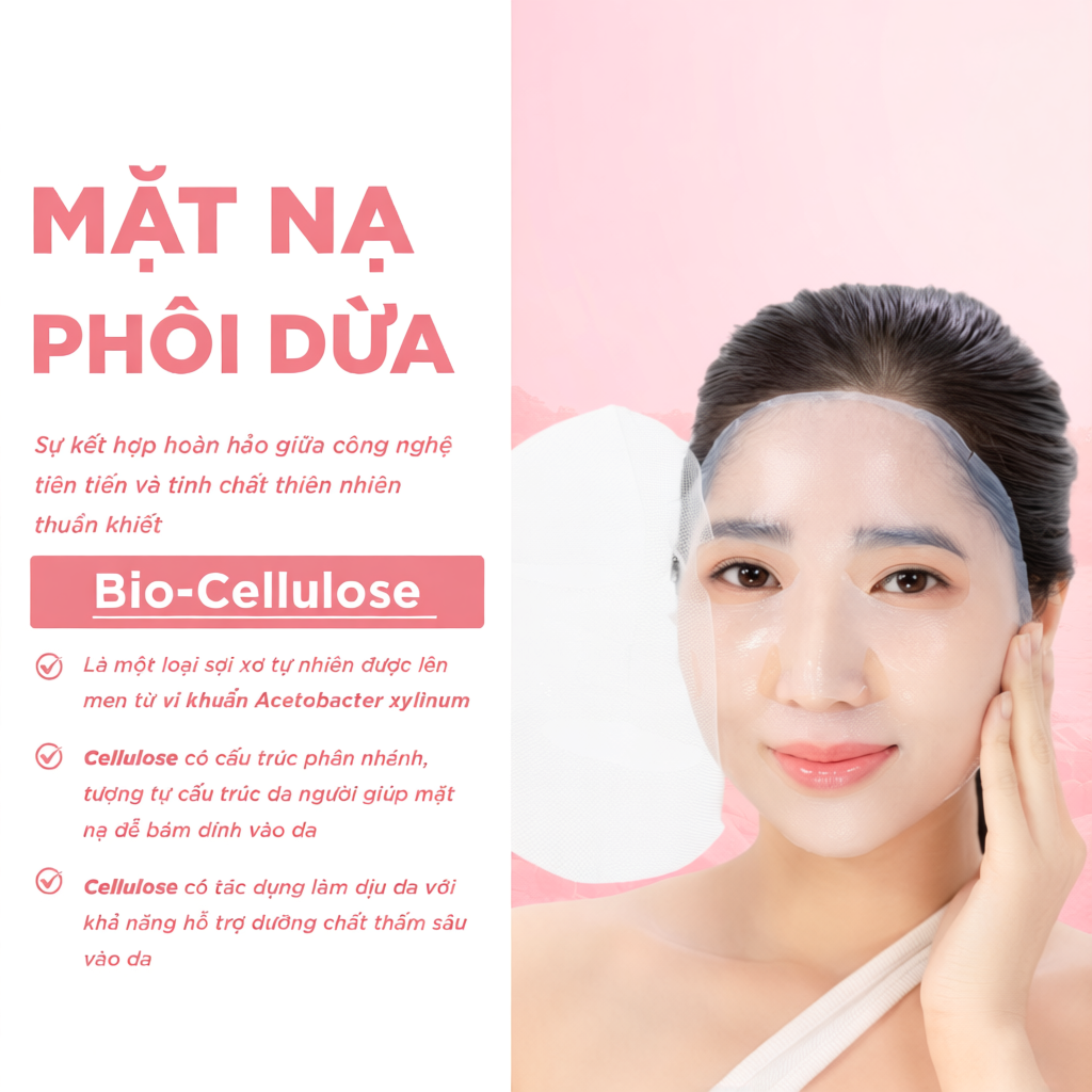 COMBO Trải nghiệm 5 Mặt nạ phôi dừa Emmie 5 mask Phục hồi B5 HOẶC 5 mask Dưỡng trắng B3  25gx5 Emmie