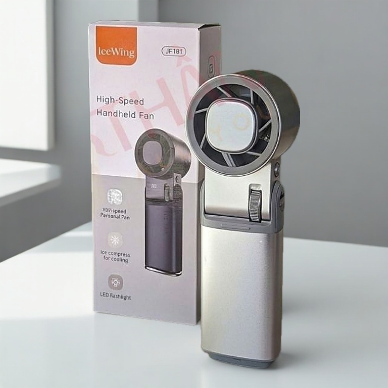 Quạt Cầm Tay Mini Thần Vũ JF181 Động Cơ Tăng Áp Pin 6000, Có Sò Tuyết Lạnh 16°C Vỏ Nhôm Cao Cấp
