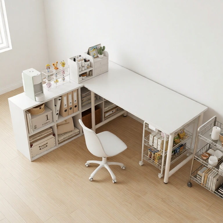 Bàn làm việc, bàn gaming thiết kế hiện đại decor trang trí nhà, bàn chân trụ tròn phong cách hiện đại chính hãng