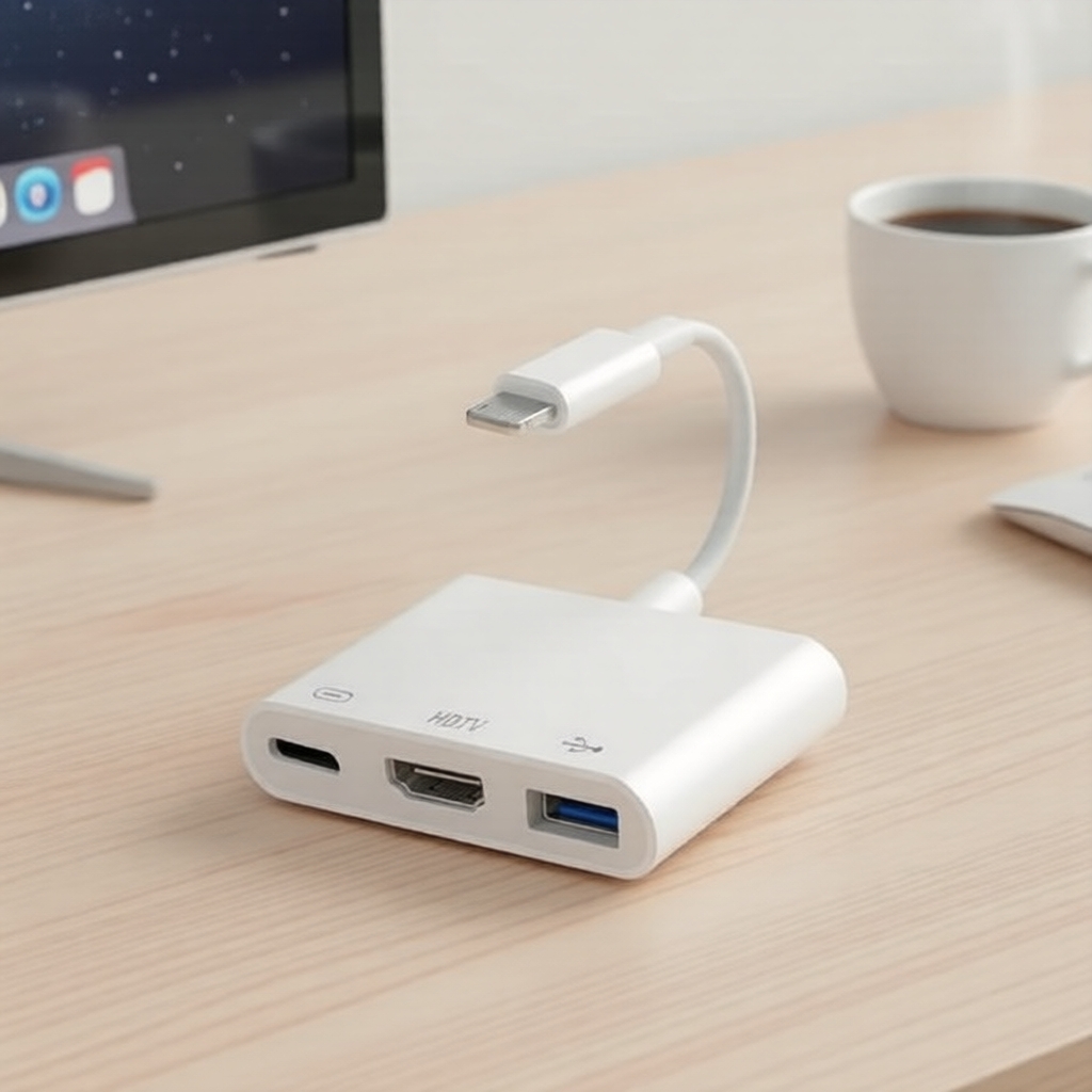 Bộ Hub OTG 3-in-1 cho iPhone: HDMI + Sạc USB + Âm thanh/Video