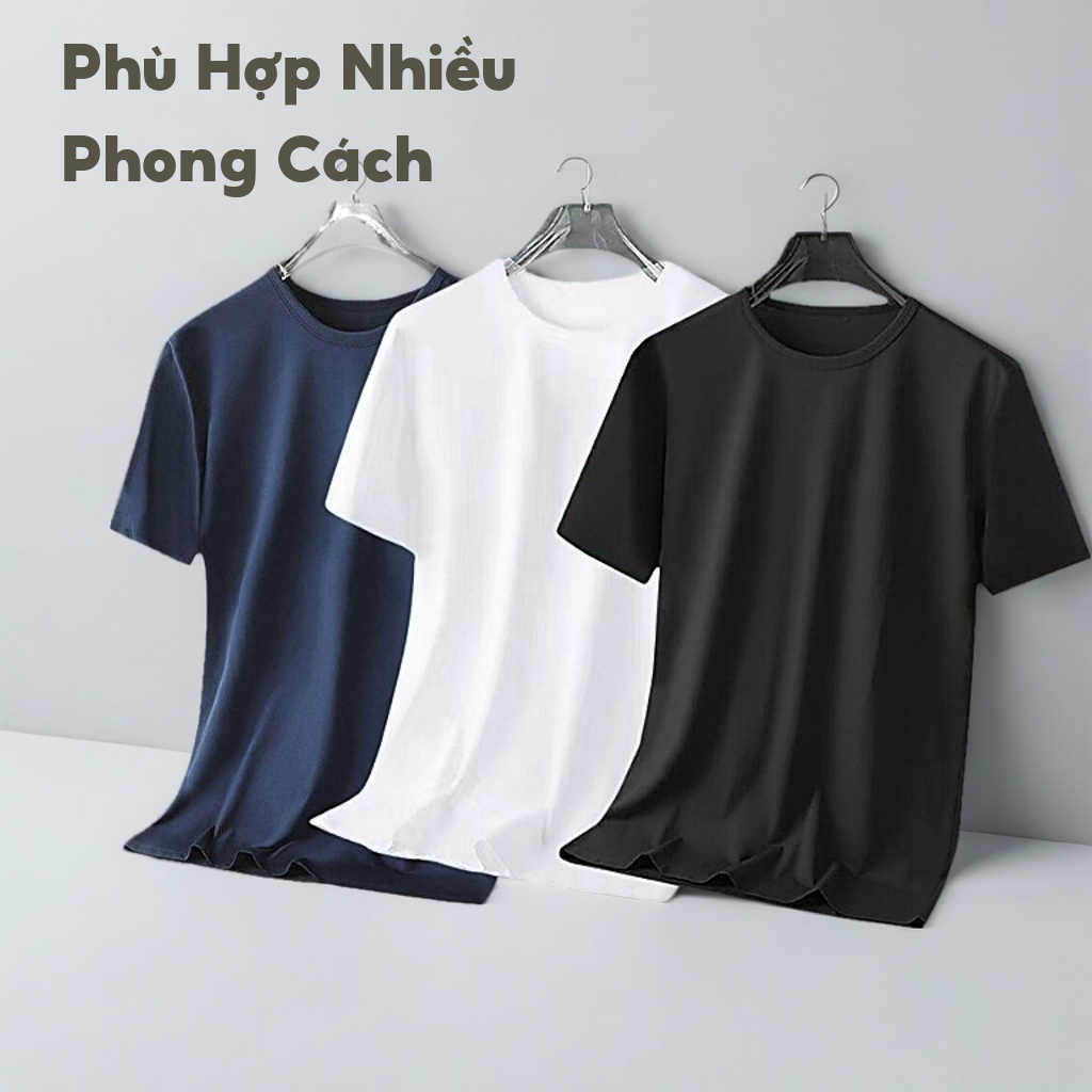 Combo 3 áo thun Nam [FreeShip Extra] chất liệu thun lạnh siêu rẻ, Áo Phông Basic Nam 4 Màu Dễ Phối