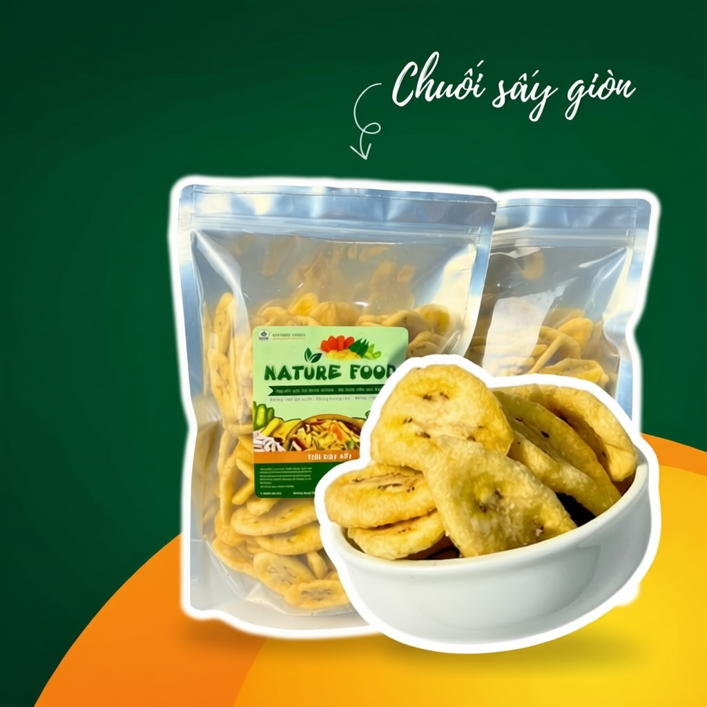 500gr Chuối  Sấy Hàng Xuất Khẩu Giòn Ngon NATURE FOOD