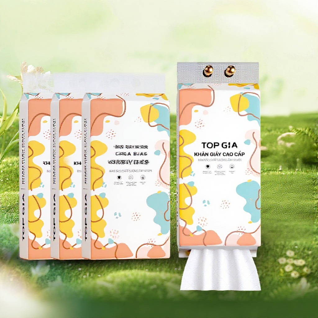 Khăn Giấy Rút Treo Tường Top Gia Thùng 4 Bịch Đa Sắc 1280 Tờ 4 Lớp, Bột Giấy Từ Thiên Nhiên An Toàn Cho Sức Khỏe