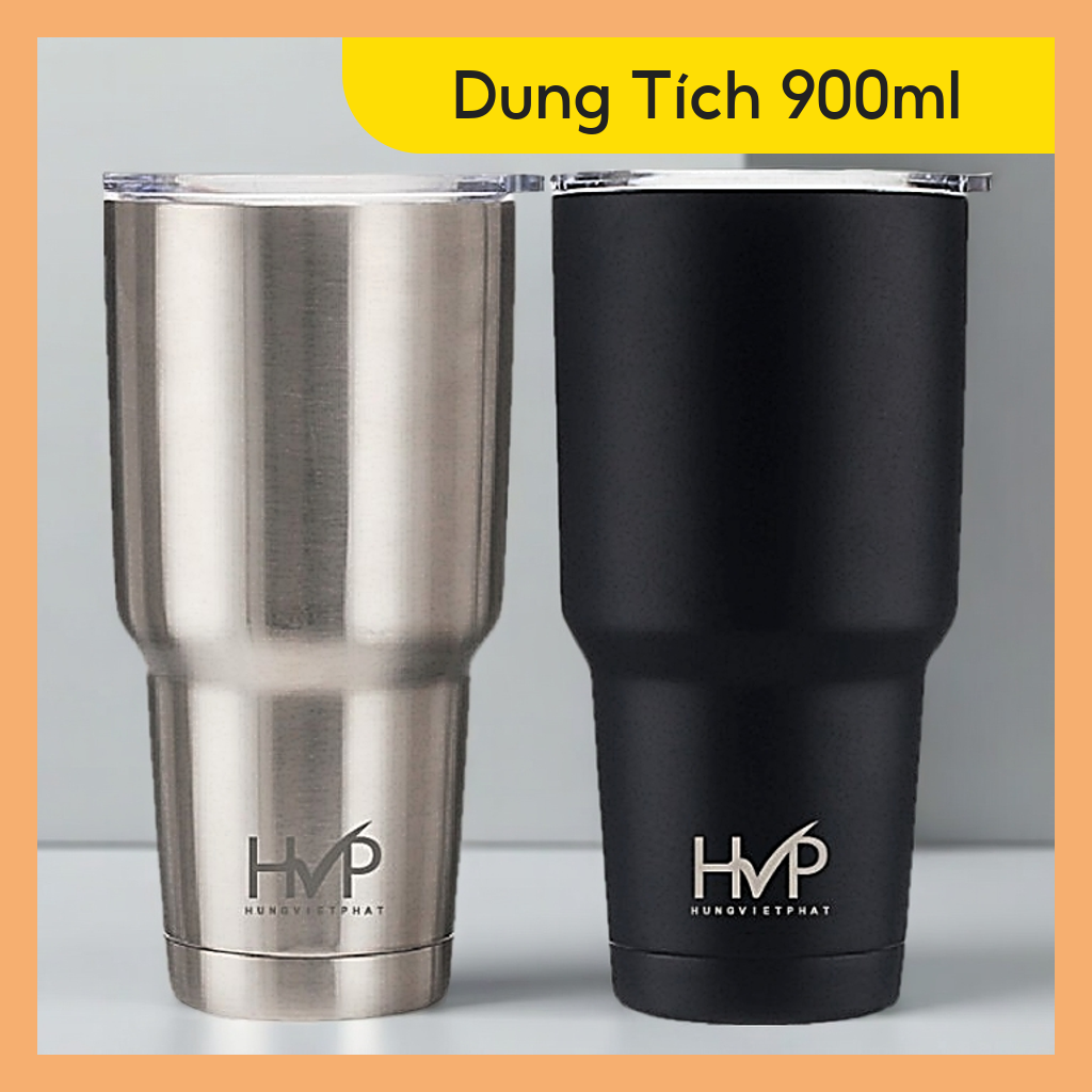 Ly giữ nhiệt cốc giữ nhiệt làm bằng inox 304 cao cấp giữ nóng lạnh 8h 10h dung tích 900ml có tặng túi vải ống hút & cọ