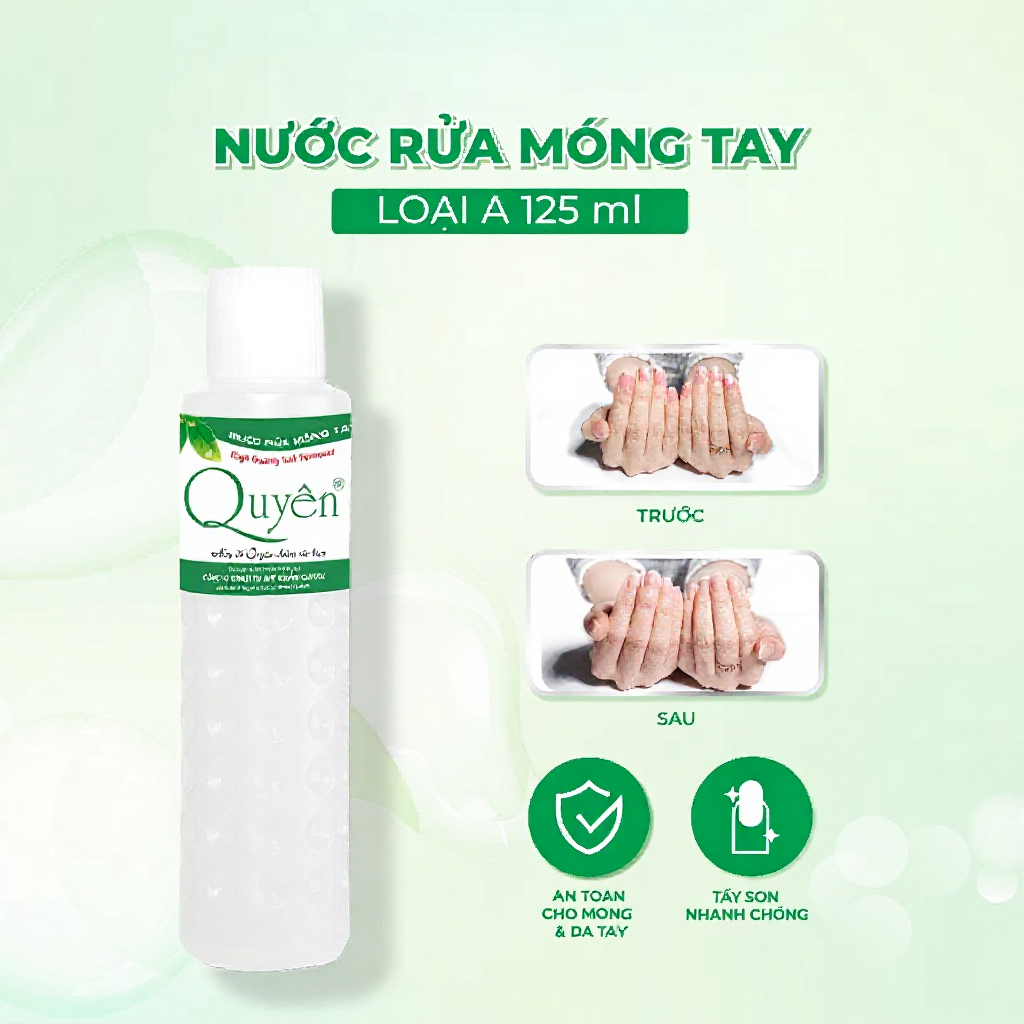 Nước Rửa Móng Tay Loại A Mỹ Phẩm Quyên R125A Chính Hãng Tẩy Sạch Nhanh Chóng Axeton 125ml