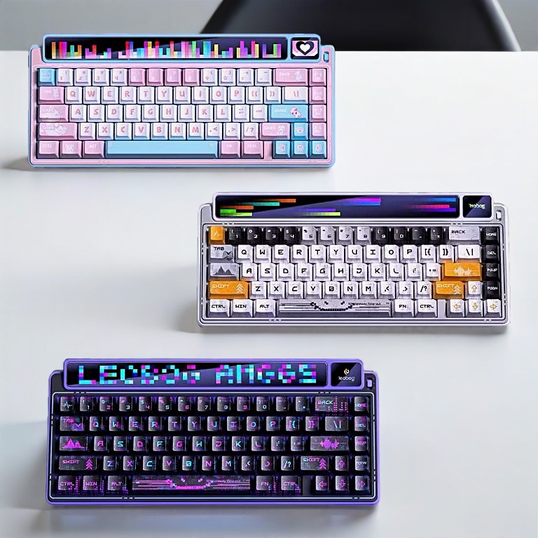 Bàn Phím Cơ Không Dây Leobog AMG65 | 2 màn hình | 3mode | Mạch xuôi | Pin 8000mah | LED RGB | Có app chỉnh