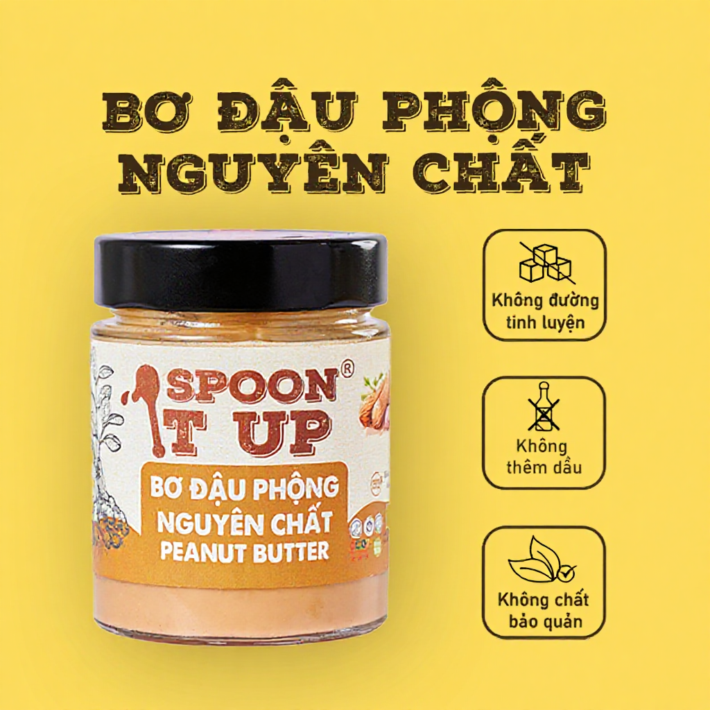 Bơ Đậu Phộng Nguyên Chất, Tự Nhiên, Không Dầu, Thuần Chay – Spoon It Up