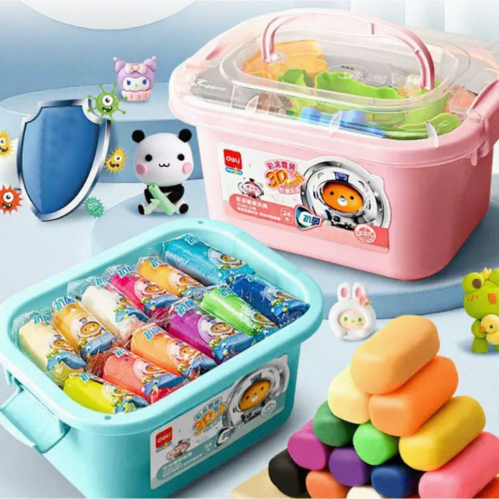 ĐẤT NẶN CHO BÉ CÓ KHUÔN KÈM 12/24 MÀU DELI 7022/7031